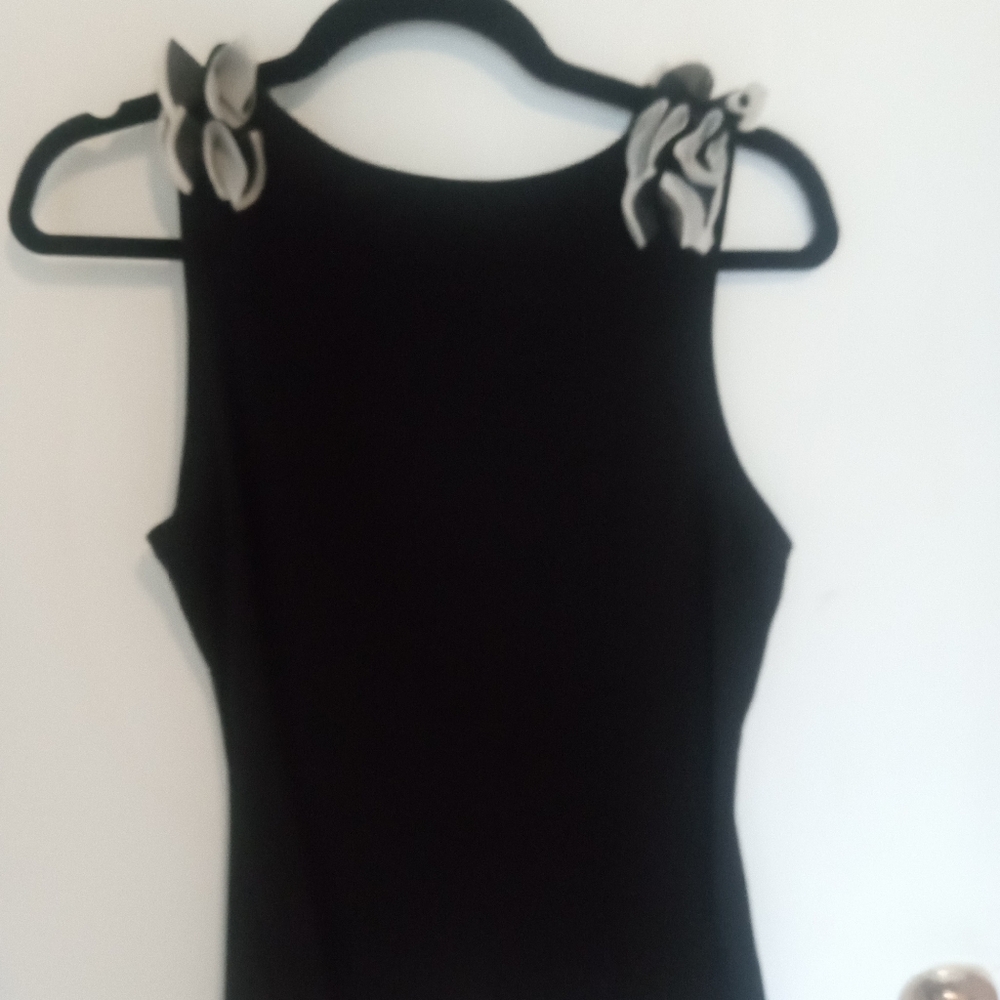Black Sleeveless Draped Neck Top - Picture 7 of 7